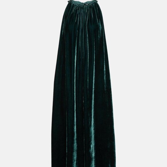 NWT Emerald green velvet backless dress with tie detail - Picture 2 of 8